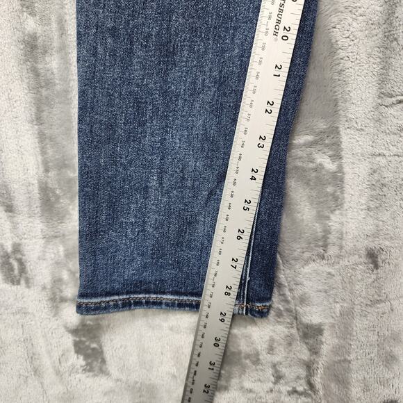 Express Jeans Womens 4 Blue Mid Rise Cropped Skinny Leg Stretch Denim Distressed - Picture 13 of 15